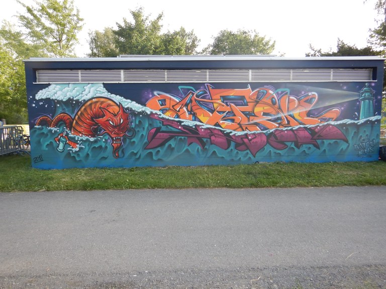 Graffiti mit dem Baggerloch Monster