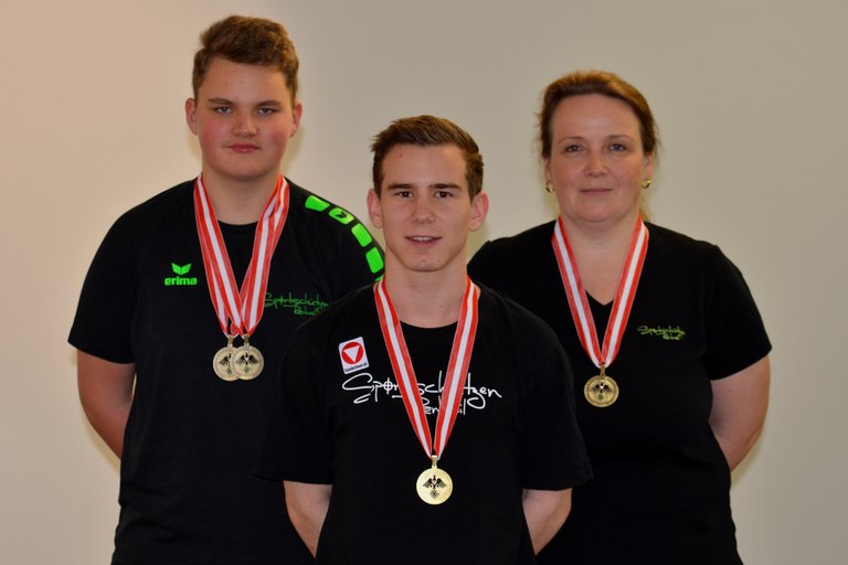 Medaillengewinner LW ÖM 2016 - v.l.n.r.: Patrick Nesensohn, Simon Mair, Nadja Schrotter